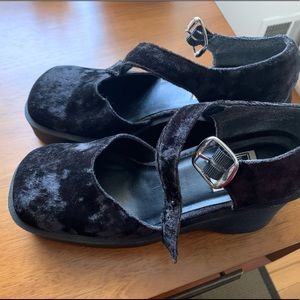 Velvet platform wedges